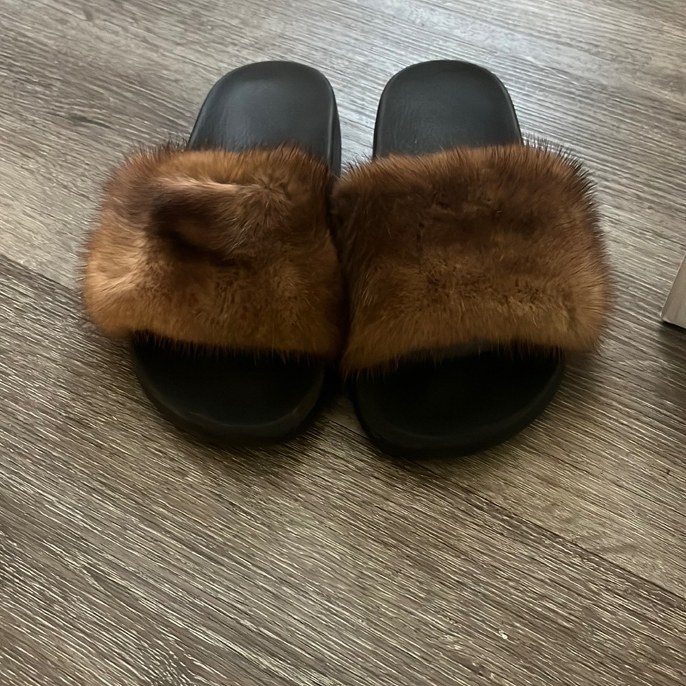 Givenchy Fur Slip On Slides - image 1